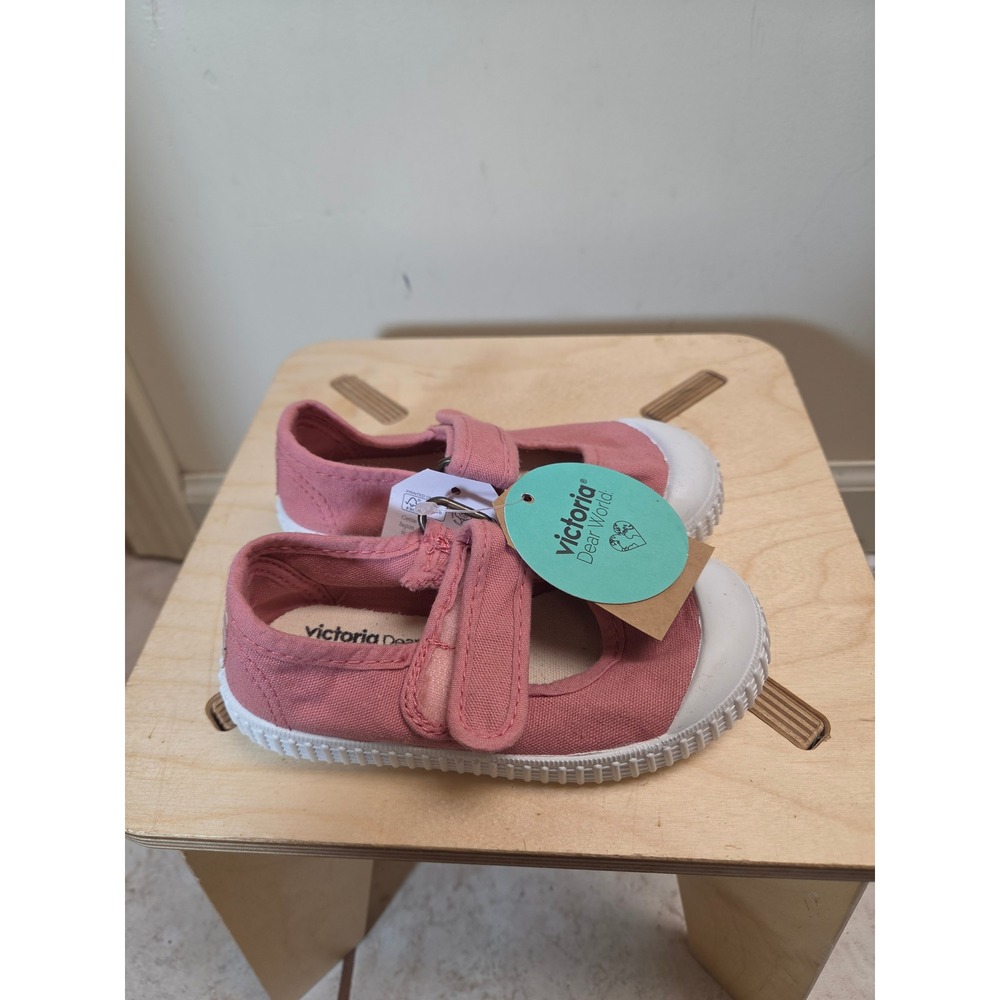 Victoria Dear World Kids Pink Canvas Mary Jane Sneakers Made in Spain Size 24